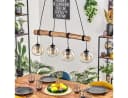 hofstein Pendelleuchte Boho-Design 4x E27 Holz Metall Glas Bild 1