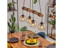 hofstein Pendelleuchte Boho-Design 4x E27 Holz Metall Glas Bild 2