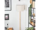 hofstein Stehlampe Holz/Metall Stoffschirm Beige Schwarz Skandinavisch Bild 1