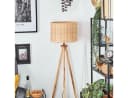 hofstein Stehlampe Holzfuß Rattan Boho-Style Skandinavisch Bild 1