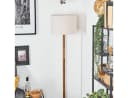 hofstein Stehlampe Holzfuß Stoffschirm Boho-Style Skandinavisch Bild 1