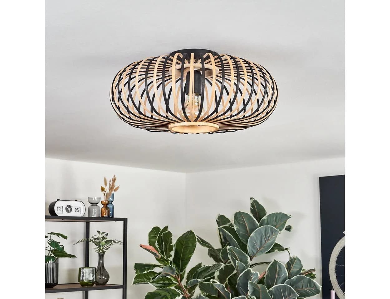 hofstein Deckenleuchte Boho Metall/Bambus Schwarz/Natur - Bild 3