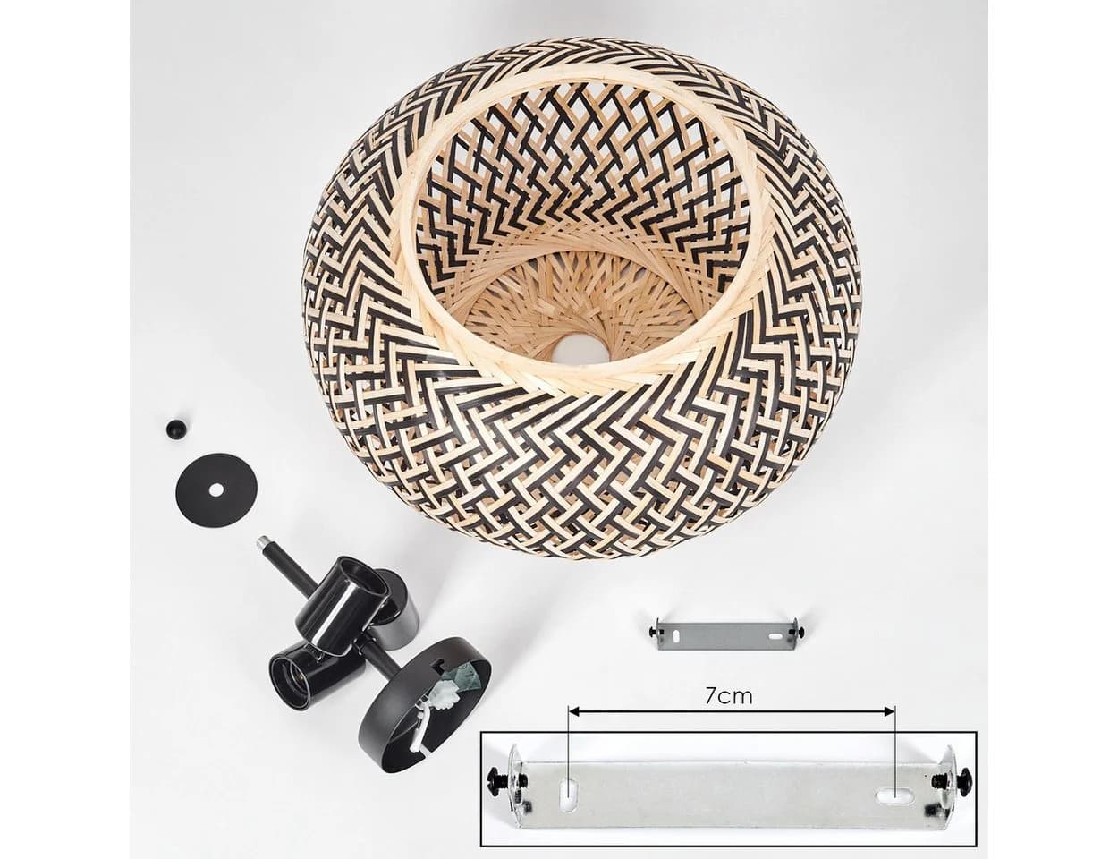 hofstein Deckenleuchte Metall/Bambus Schwarz/Naturfarben Boho-Design - Bild 5