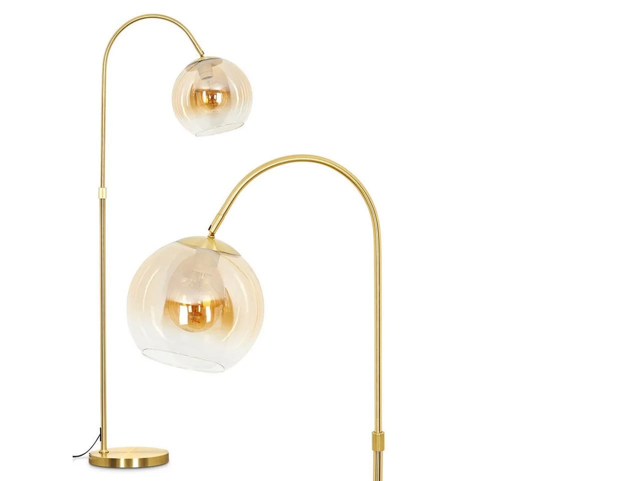 hofstein Stehlampe Messing Bernsteinfarben Klar - Bild 2