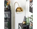 hofstein Stehlampe Metall/Glas Messing/Gold/Klar mit Glasschirm und Fußschalter Bild 1