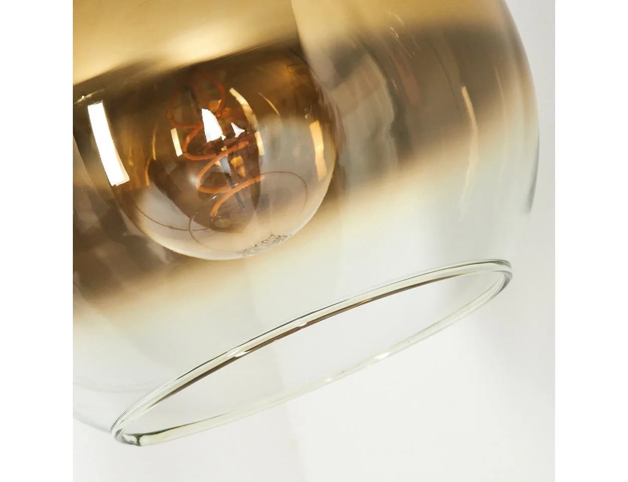 hofstein Stehlampe Metall/Glas Messing/Gold/Klar mit Glasschirm und Fußschalter - Bild 3