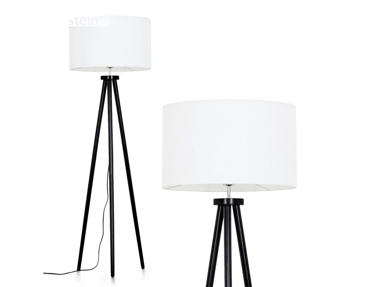 hofstein Stehlampe Holz/Stoff Schwarz/Weiß Skandinavisch - Bild 2