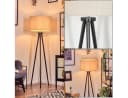 hofstein Stehlampe Holz/Stoff Schwarz/Beige/Weiß 155 cm Bild 2