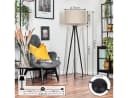 hofstein Stehlampe Holz/Stoff Schwarz/Beige/Weiß 155 cm Bild 4