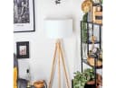 hofstein Stehlampe Holz/Stoff Naturfarben/Weiß 50 cm Schirm Bild 1