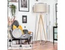 hofstein Stehlampe Holz/Stoff Naturfarben/Beige/Weiß 50 cm Schirm Bild 5