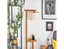 hofstein Stehlampe Skandinavisch Holz Metall Stoff Beige Schwarz Weiß E27 Bild 1