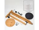 hofstein Stehlampe Skandinavisch Holz Metall Stoff Beige Schwarz Weiß E27 Bild 5