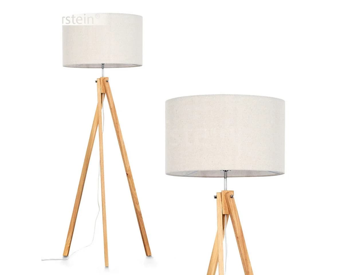 hofstein Stehlampe Holz/Stoff Beige Weiß Skandinavisch - Bild 2