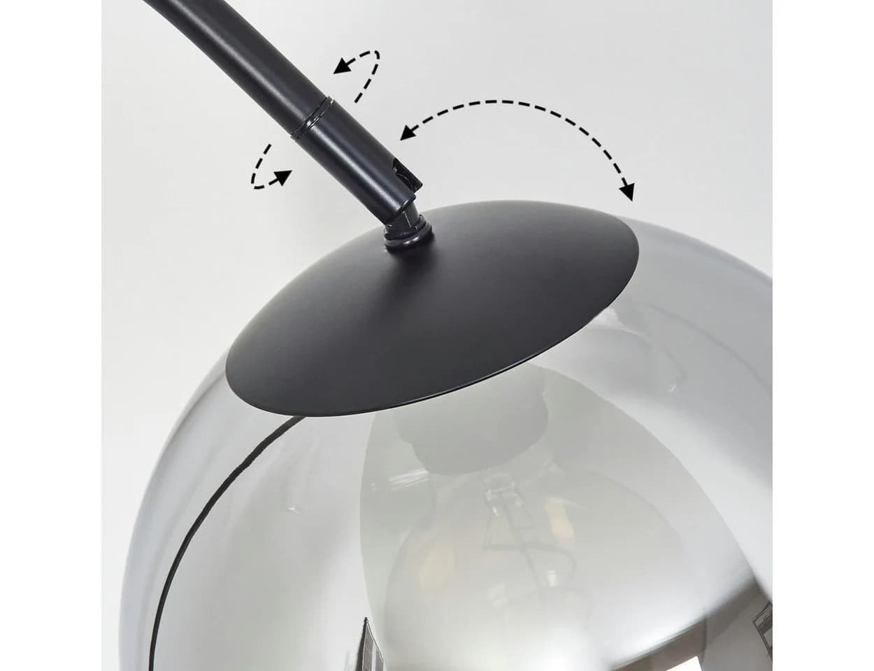 hofstein Bogenlampe Stehlampe Metall/Glas Schwarz/Chrom Industrial-Design - Bild 3