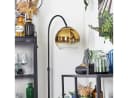 hofstein Bogenlampe Stehlampe Schwarz/Gold/Klar E27 Bild 1