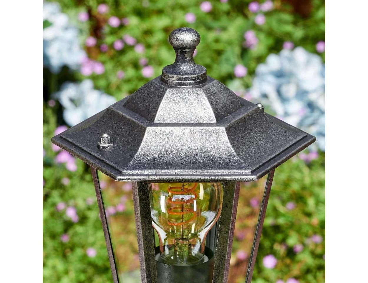 hofstein Pollerleuchte mit Bewegungsmelder Schwarz-Silber Metall/Glas - Bild 3