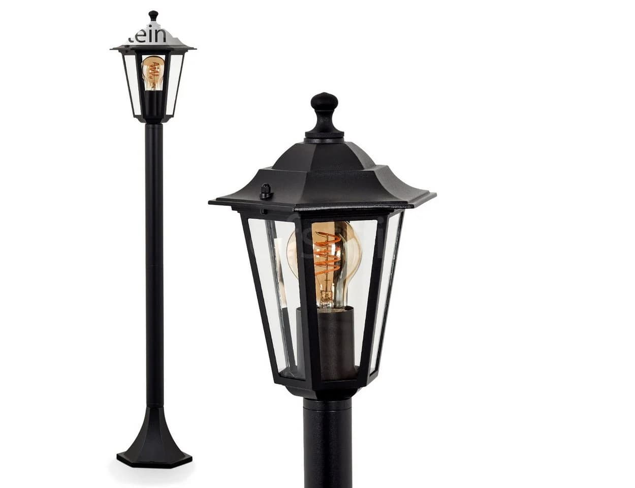 hofstein Pollerleuchte Wegeleuchte Metall/Glas Schwarz/Klar IP44 Gartenlampe E27 - Bild 2