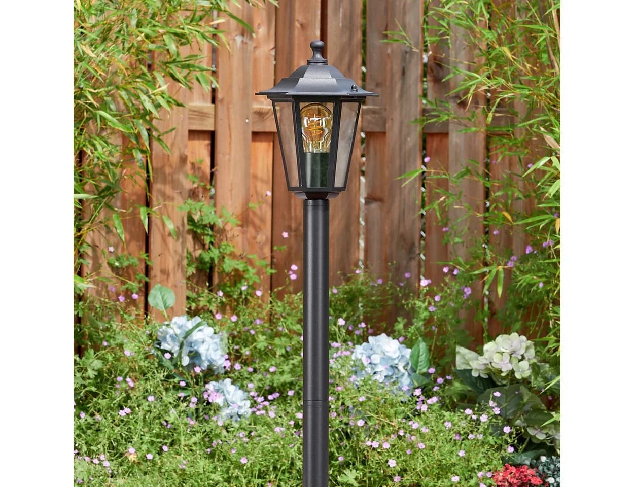 hofstein Pollerleuchte Wegeleuchte Metall/Glas Schwarz/Klar IP44 Gartenlampe E27 - Bild 3