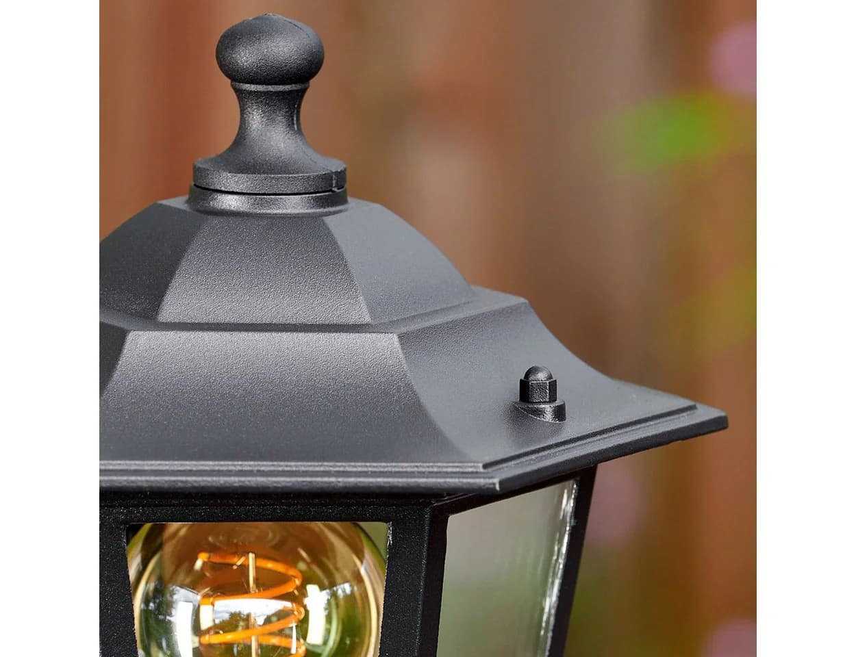 hofstein Pollerleuchte Wegeleuchte Metall/Glas Schwarz/Klar IP44 Gartenlampe E27 - Bild 4