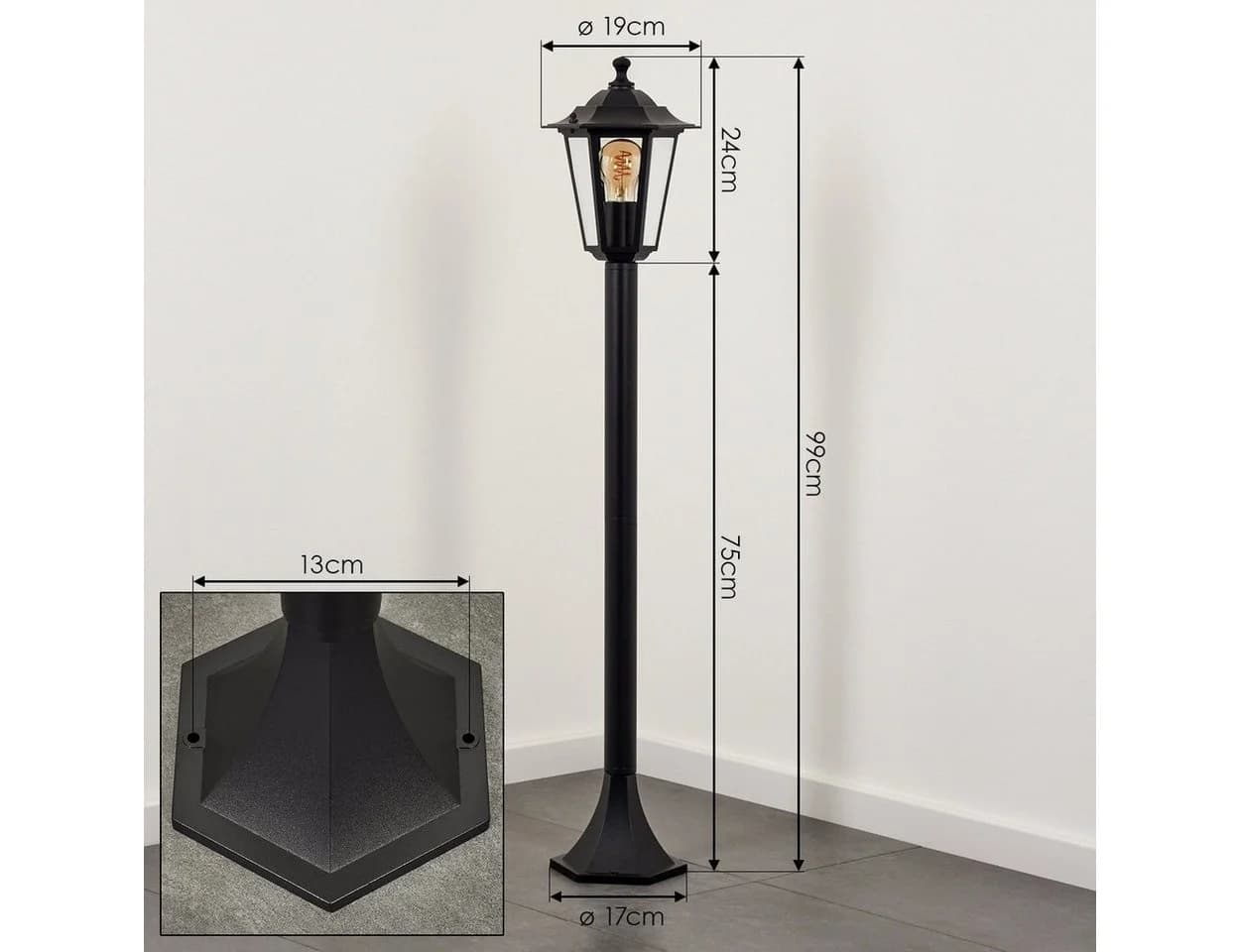 hofstein Pollerleuchte Wegeleuchte Metall/Glas Schwarz/Klar IP44 Gartenlampe E27 - Bild 5