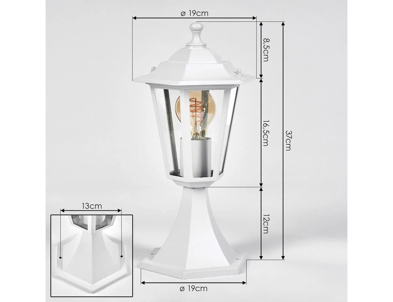 hofstein Pollerleuchte Sockelleuchte Metall/Glas Weiß Transparent E27 - Bild 4