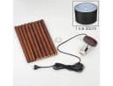 hofstein Stehlampe Holz/Stoff Dunkelbraun/Schwarz/Weiß E27 Bild 5