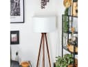 hofstein Stehlampe Holz/Stoff Dunkelbraun/Weiß Skandinavisch Bild 1