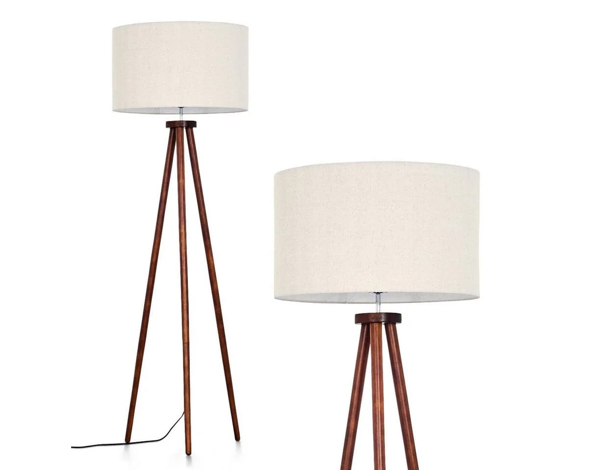 hofstein Stehlampe Holz/Stoff Dunkelbraun Beige Weiß Skandinavisch - Bild 2