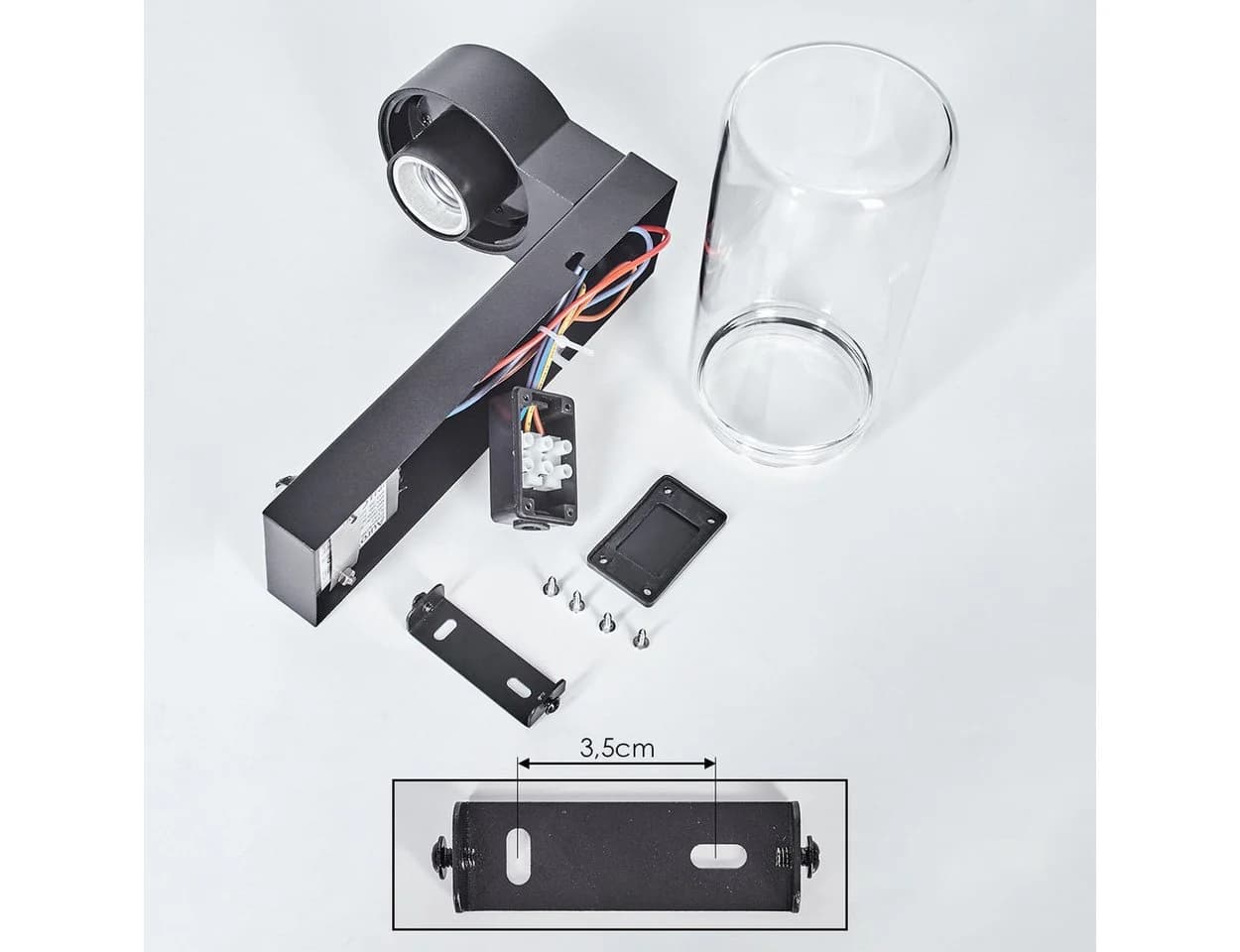 hofstein Außen-Wandleuchte mit Bewegungsmelder Schwarz Glas E27 - Bild 5