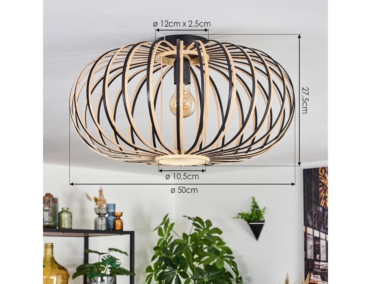 hofstein Deckenleuchte Metall/Bambus Boho-Style 50 cm - Bild 5