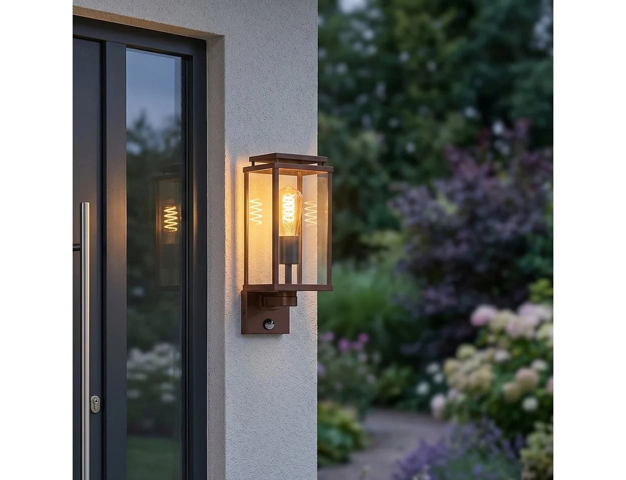hofstein Außen-Wandleuchte mit Bewegungsmelder E27 Industrial Design - Bild 3