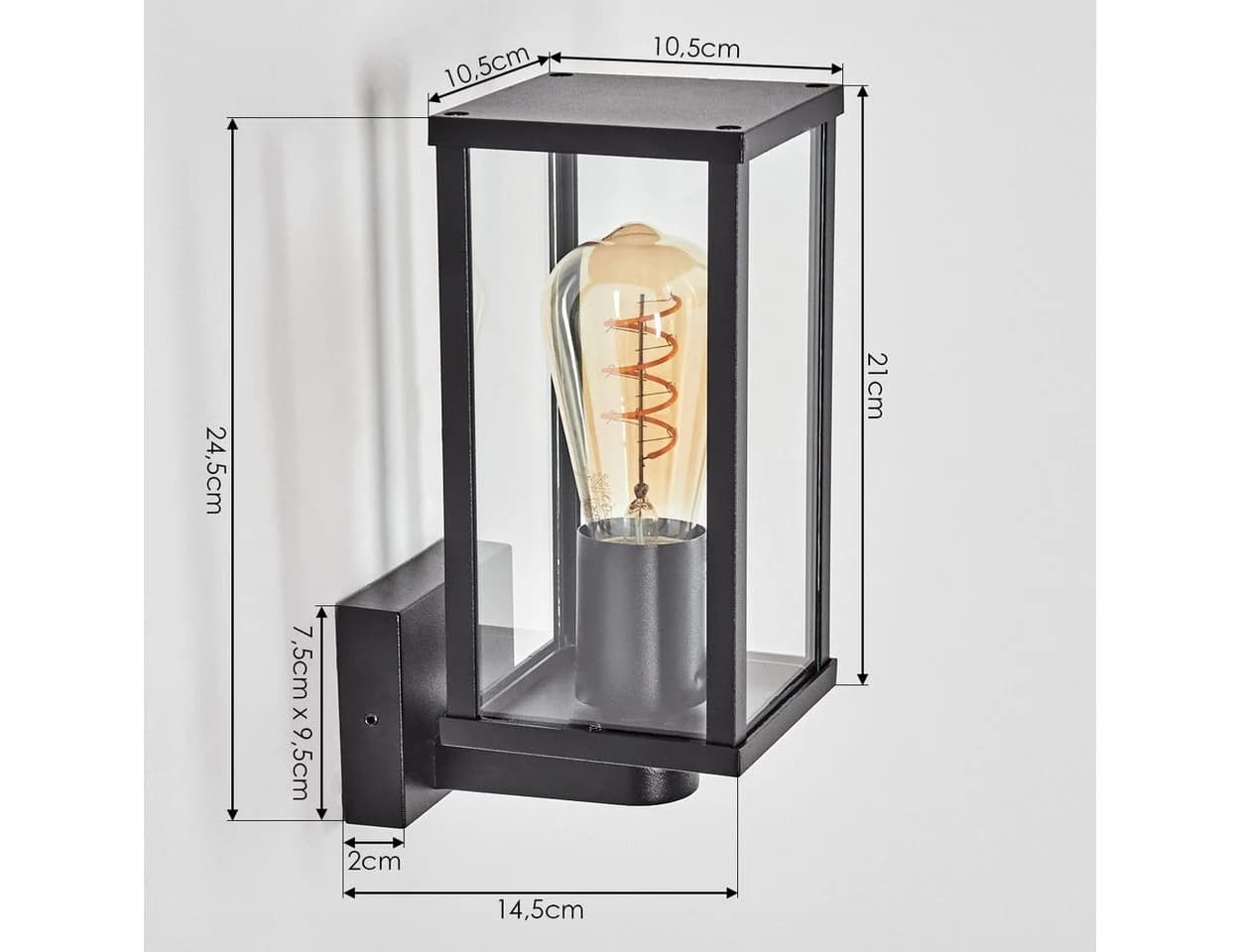 hofstein Außen-Wandleuchte Metall/Glas Schwarz Industrial IP44 E27 - Bild 4