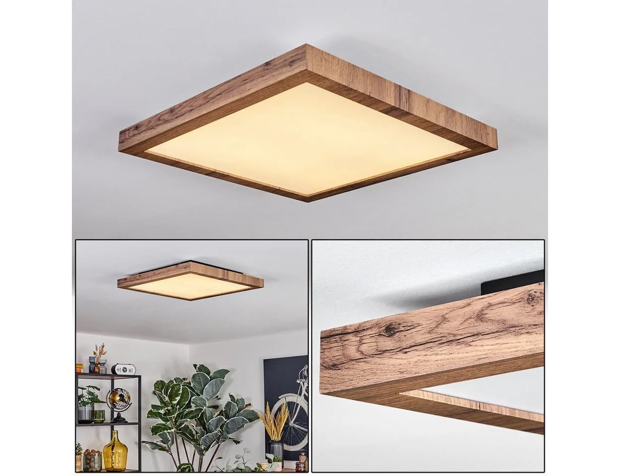 hofstein Deckenleuchte Schwarz Holzoptik Weiß LED - Bild 3