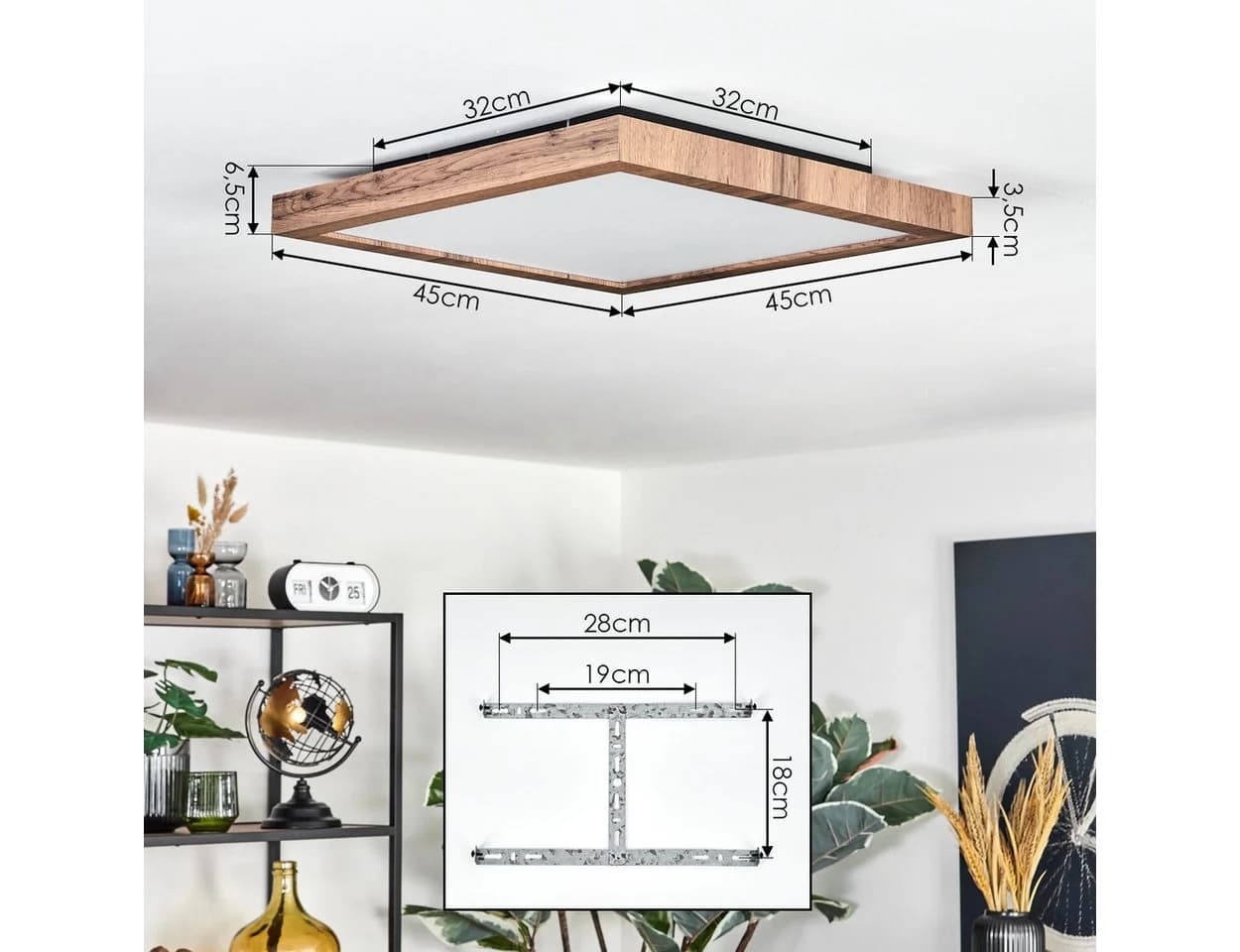 hofstein Deckenleuchte Schwarz Holzoptik Weiß LED - Bild 5