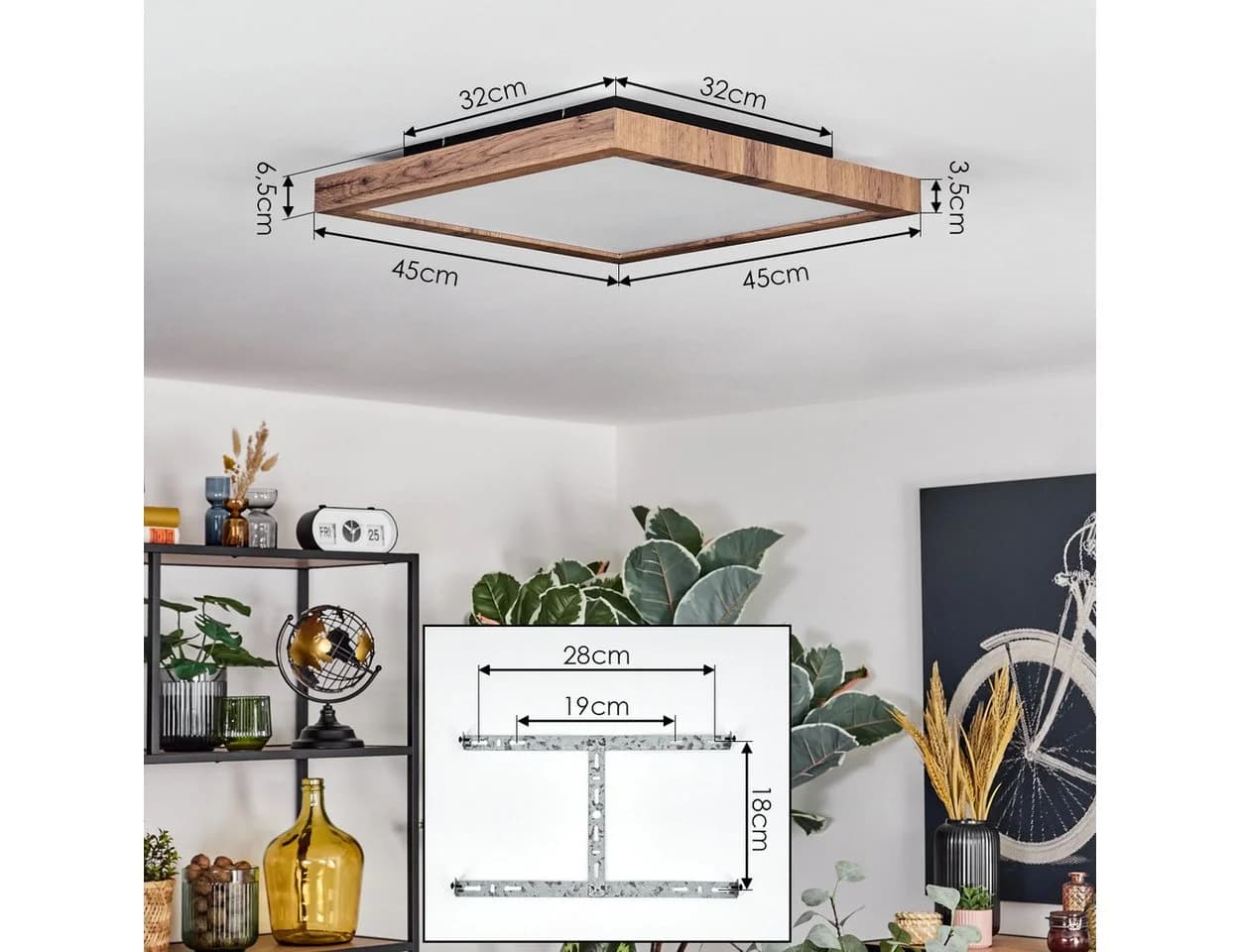 hofstein Deckenleuchte Dimmbar LED CCT Schwarz Holzoptik Fernbedienung - Bild 4