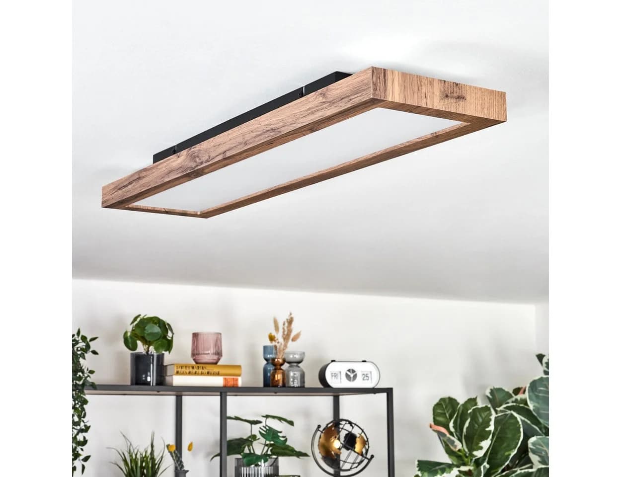 hofstein Deckenleuchte Dimmbar LED Panel Schwarz/Holzoptik mit Fernbedienung - Bild 5