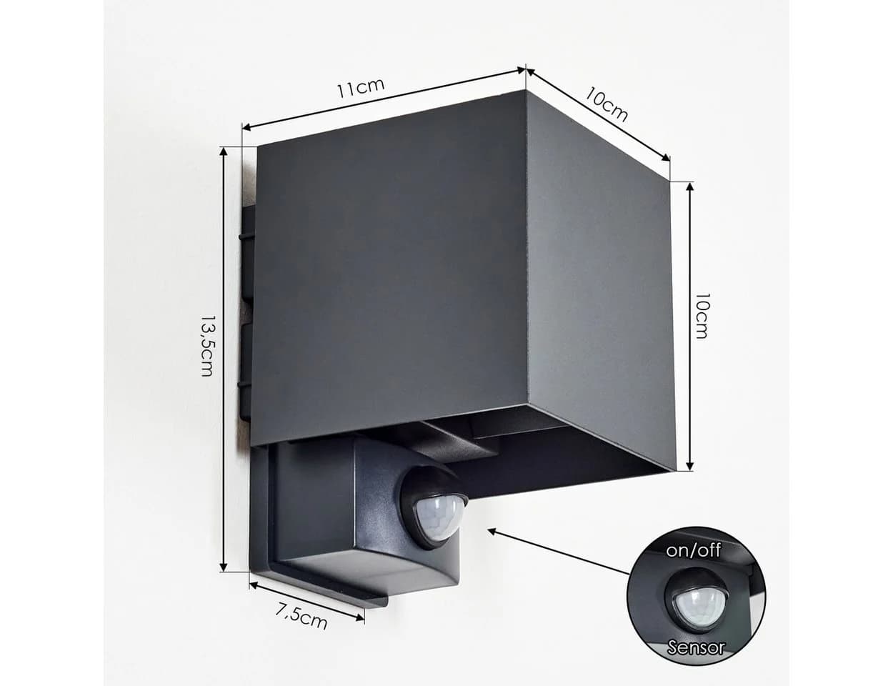 hofstein Außen-Wandleuchte mit Bewegungsmelder LED Anthrazit/Klar IP54 - Bild 4
