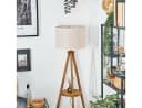 hofstein Stehlampe Boho-Style Holz/Stoff Beige/Weiß E27 Bild 1
