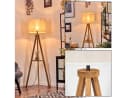 hofstein Stehlampe Boho-Style Holz/Stoff Beige/Weiß E27 Bild 2
