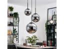 hofstein Hängeleuchte Rerto Metall/Glas Schwarz/Rauchfarben Esszimmer Bild 1