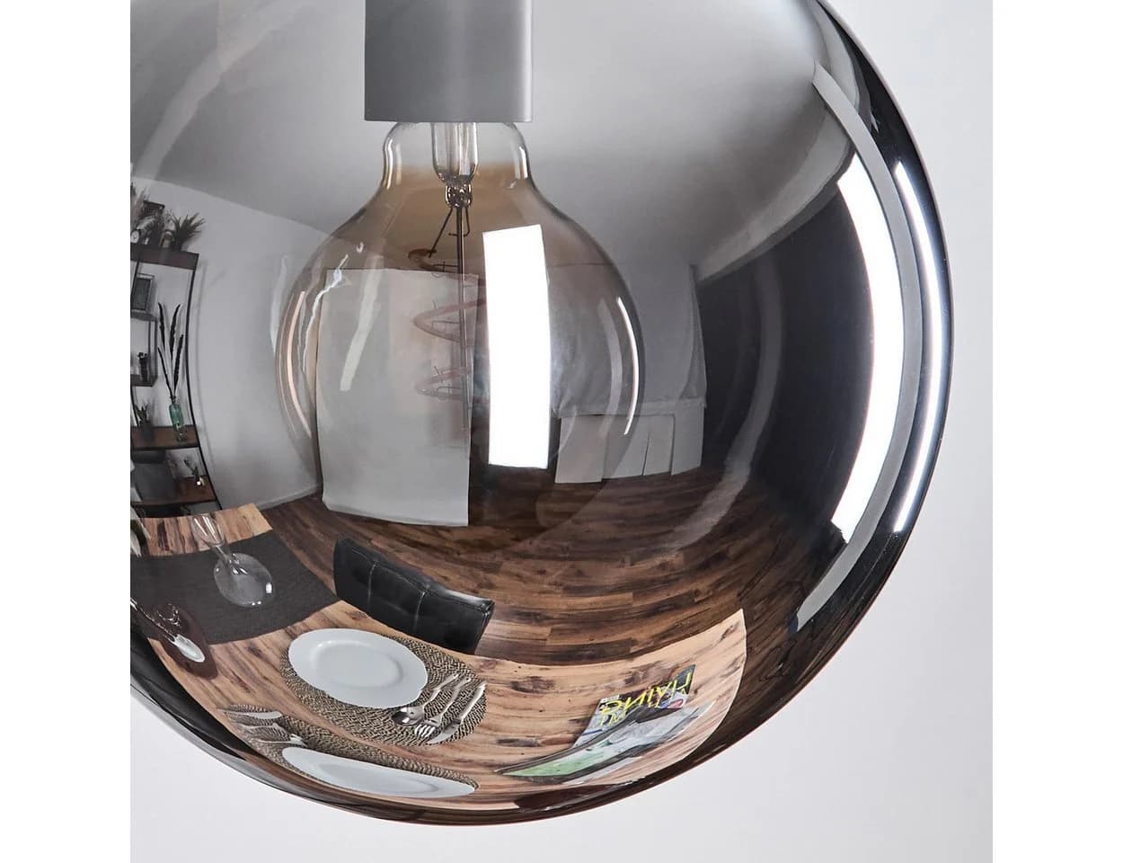 hofstein Hängeleuchte Rerto Metall/Glas Schwarz/Rauchfarben Esszimmer - Bild 3