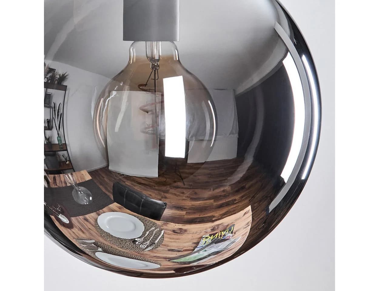 hofstein Hängeleuchte Moderne Esszimmer Hängelampe Metall/Glas Schwarz/Rauchfarben - Bild 3