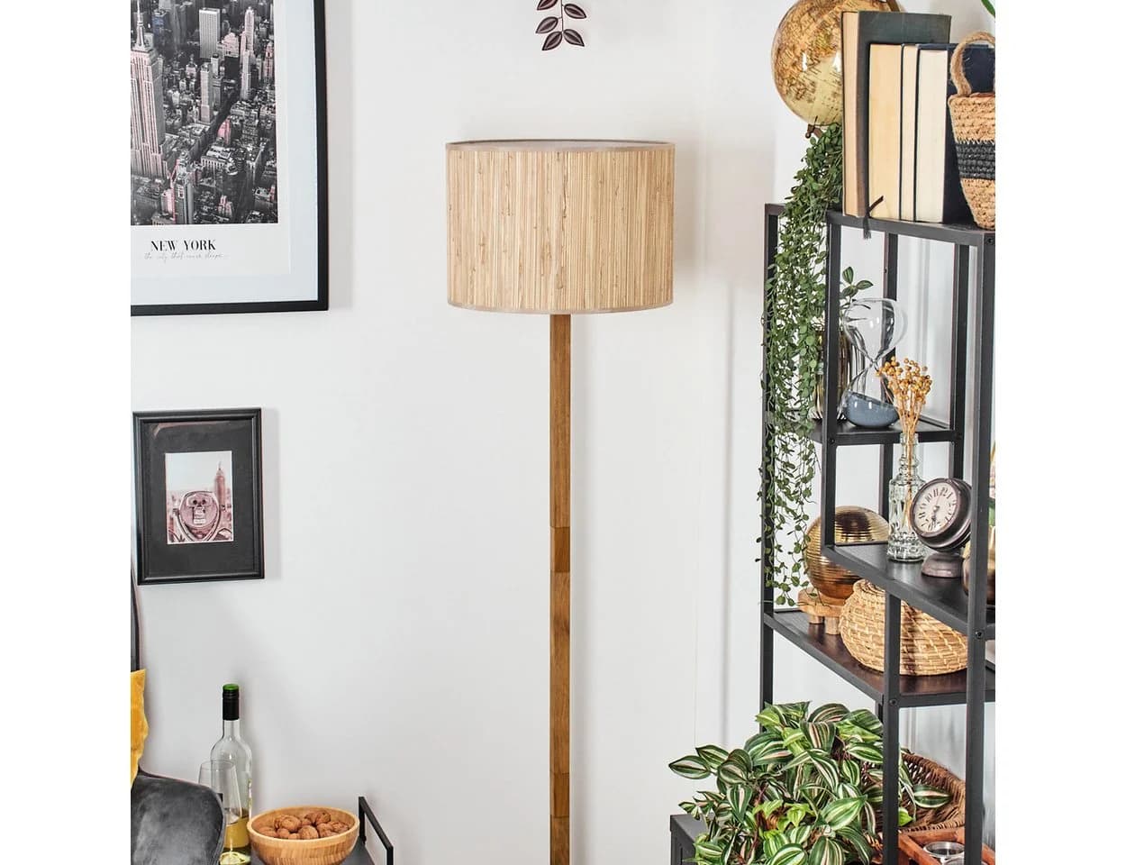 hofstein Stehlampe Skandinavisches Design Holz Seegras Beige - Bild 3