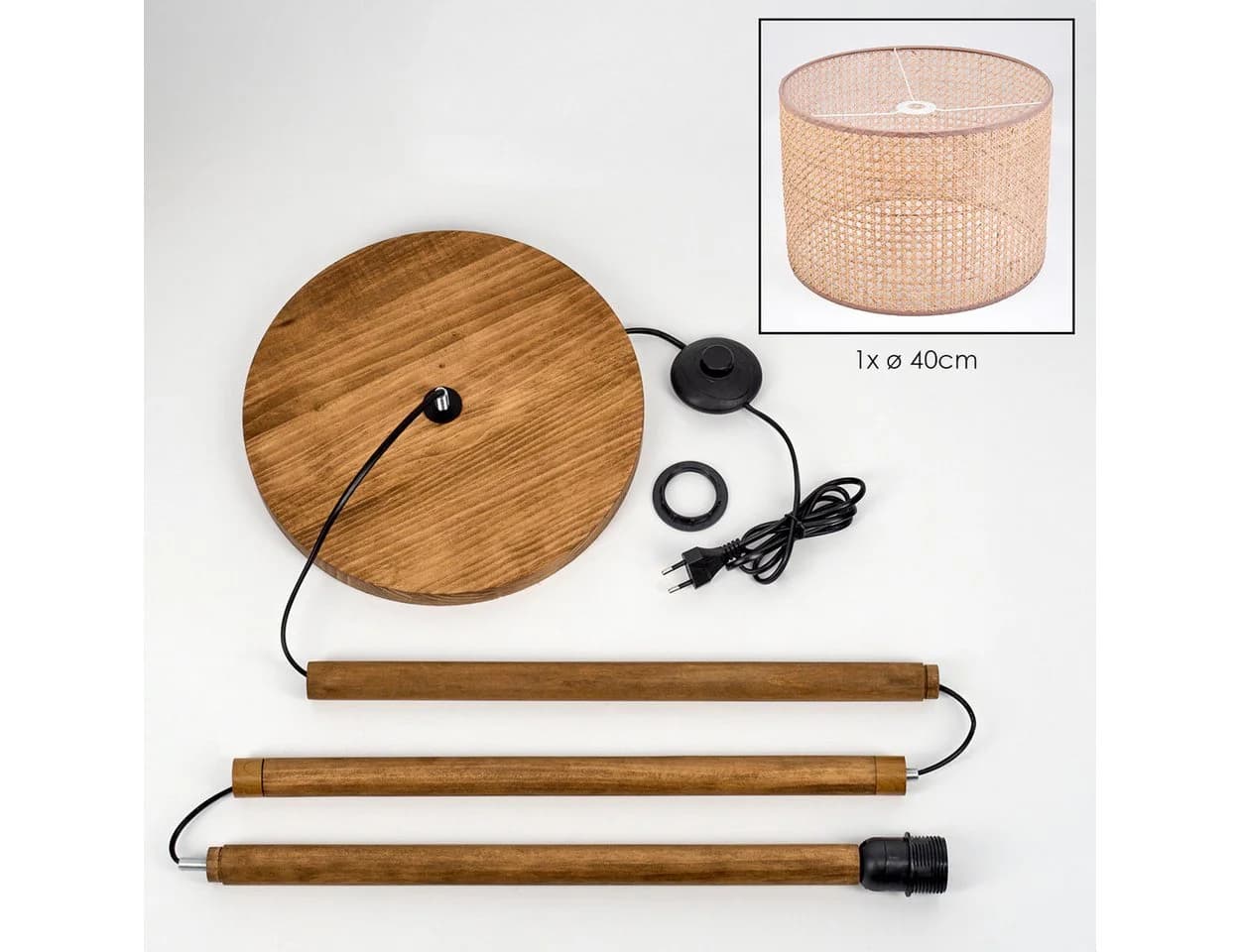 hofstein Stehlampe Modern Skandinavisch Holz Rattan Naturfarben - Bild 5