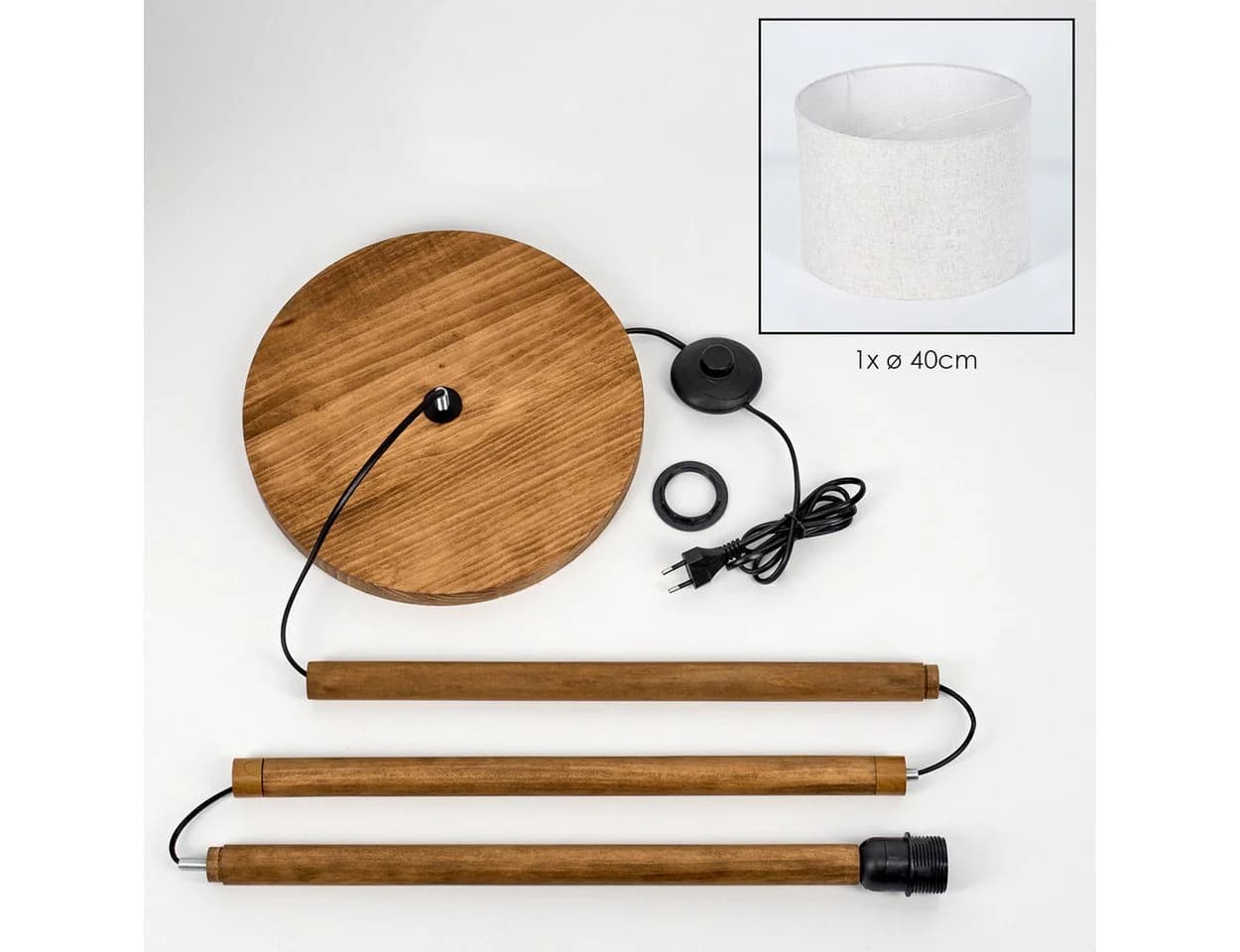 hofstein Stehlampe Holz/Stoff Beige/Weiß Modern Skandinavisch - Bild 5