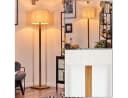 hofstein Stehlampe mit Holzfuß und Stoffschirm E27 Bild 2