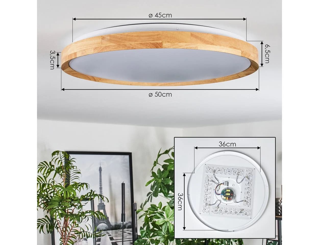 hofstein Deckenleuchte Deckenpanel LED Weiß/Natur Fernbedienung - Bild 4