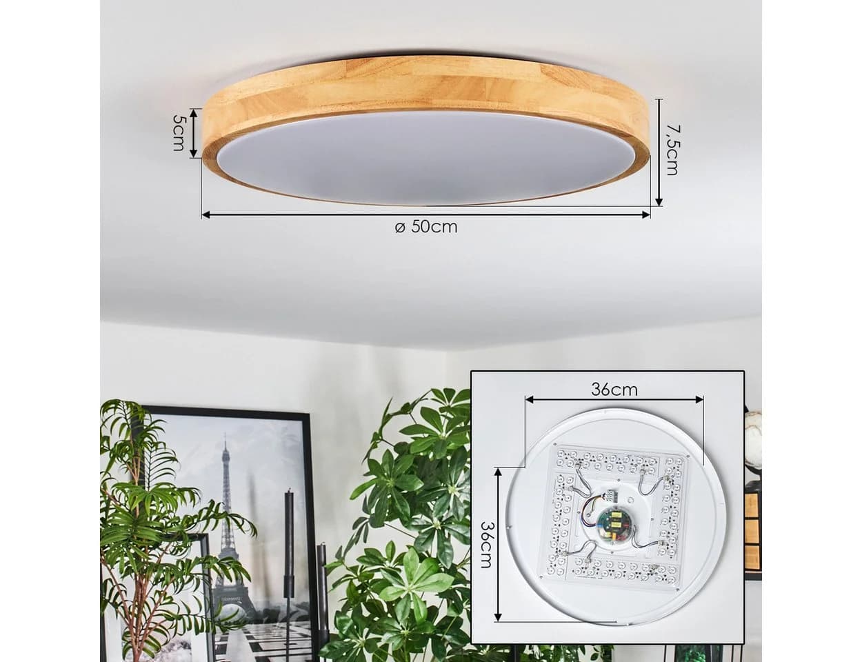 hofstein Deckenleuchte Deckenpanel Metall/Kunststoff/Bambus LED 3000-6500 Kelvin - Bild 5