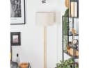 hofstein Stehlampe mit Holzfuß und Stoffschirm E27 Bild 1